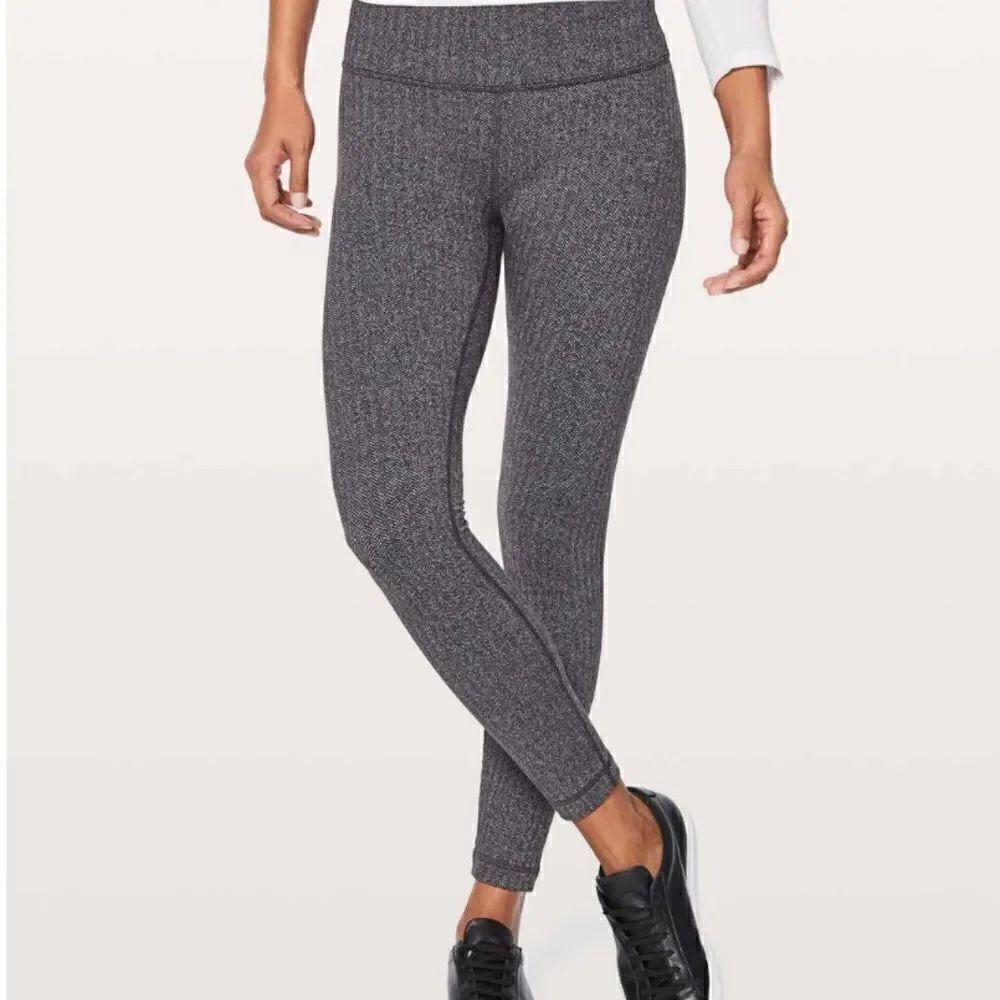 Lululemon Wonder Under High Rise Grey Herringbone Thick 25” Leggings ~Size: 6~